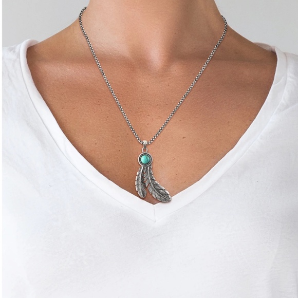 Jessica Simpson Faux Turquoise Stone Cross Necklace and Earrings Set - Picture 2 of 9